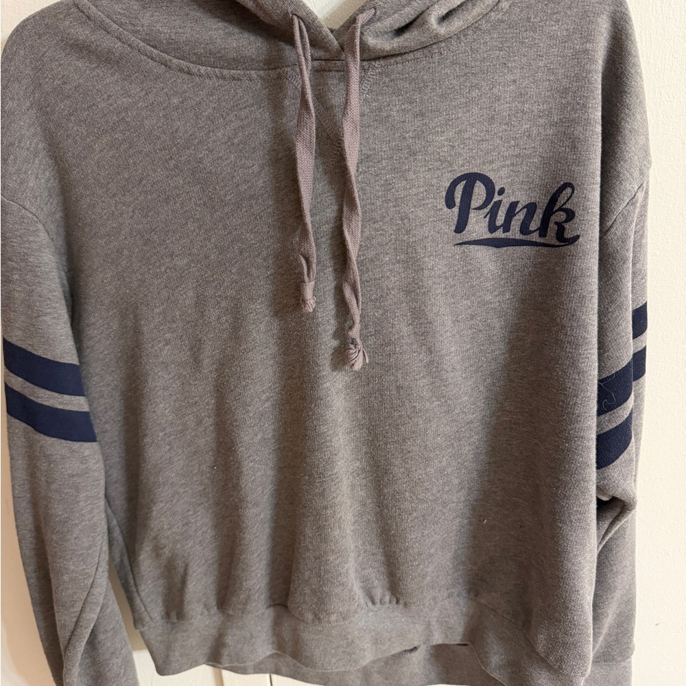 PINK Victoria's Secret Gray and Navy Sweater